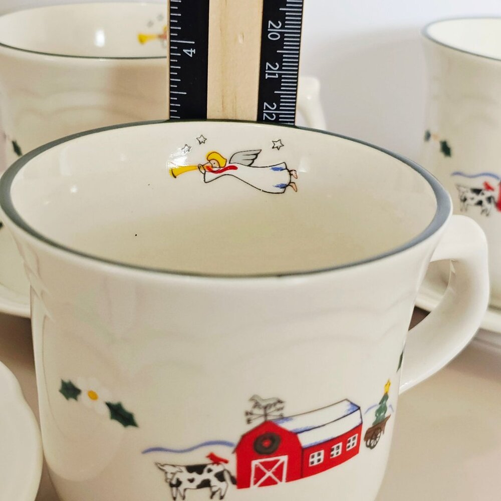 Pfaltzgraff Snow Village Cups & Saucers 3sets Christmas holiday beverage vtg 90s - Picture 5 of 11
